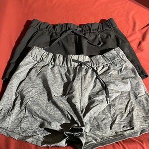 Gray and black pair of Lululemon shorts